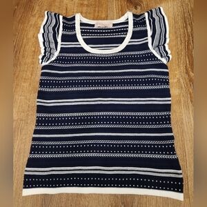 Philosophy Navy and White Patterned Top